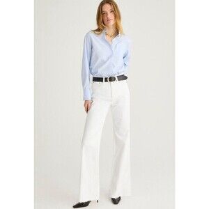 J Crew Women’s Slim Full Length Wide-Leg Jean White Wash Size 35 NWT Stretch